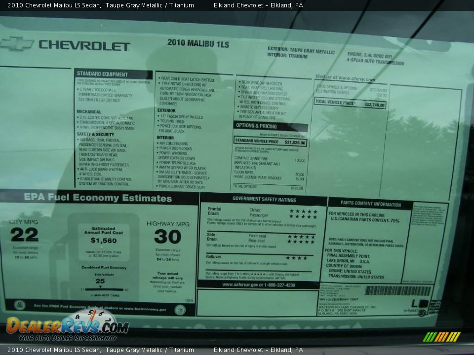 2010 Chevrolet Malibu LS Sedan Taupe Gray Metallic / Titanium Photo #20