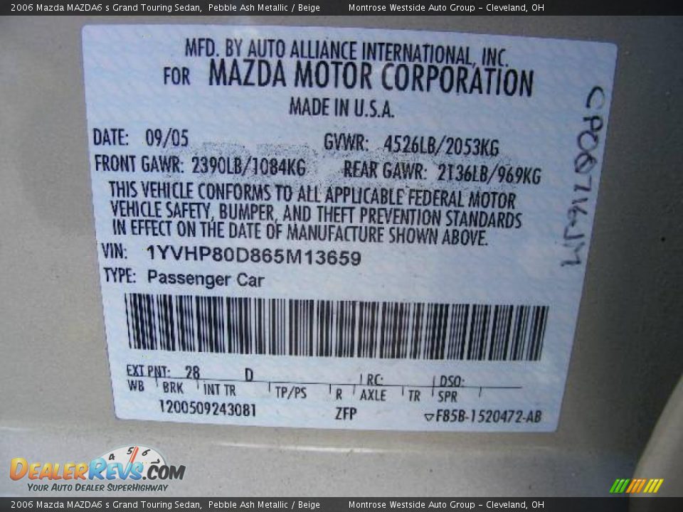 2006 Mazda MAZDA6 s Grand Touring Sedan Pebble Ash Metallic / Beige Photo #32