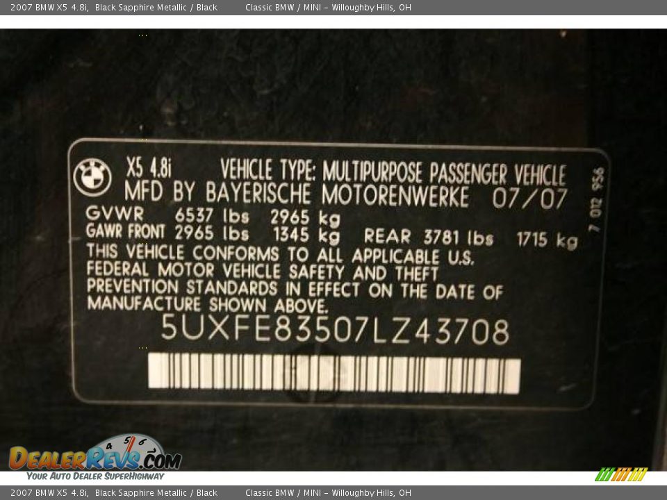 2007 BMW X5 4.8i Black Sapphire Metallic / Black Photo #23