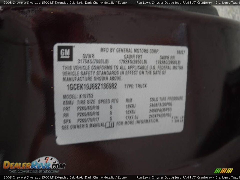 2008 Chevrolet Silverado 1500 LT Extended Cab 4x4 Dark Cherry Metallic / Ebony Photo #25
