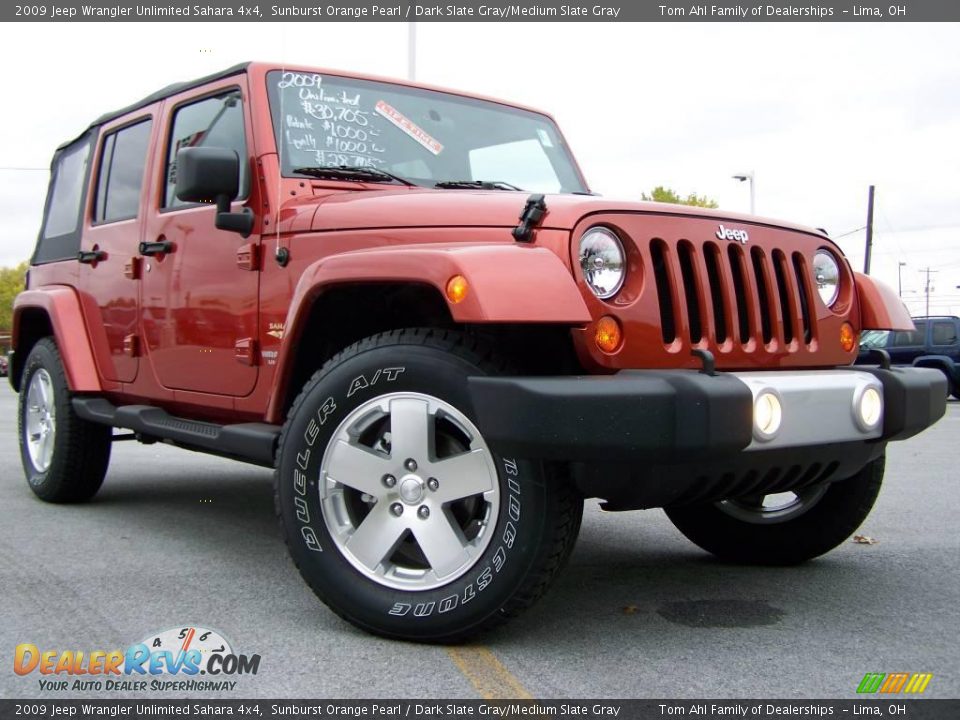 2009 Jeep Wrangler Unlimited Sahara 4x4 Sunburst Orange Pearl / Dark Slate Gray/Medium Slate Gray Photo #1
