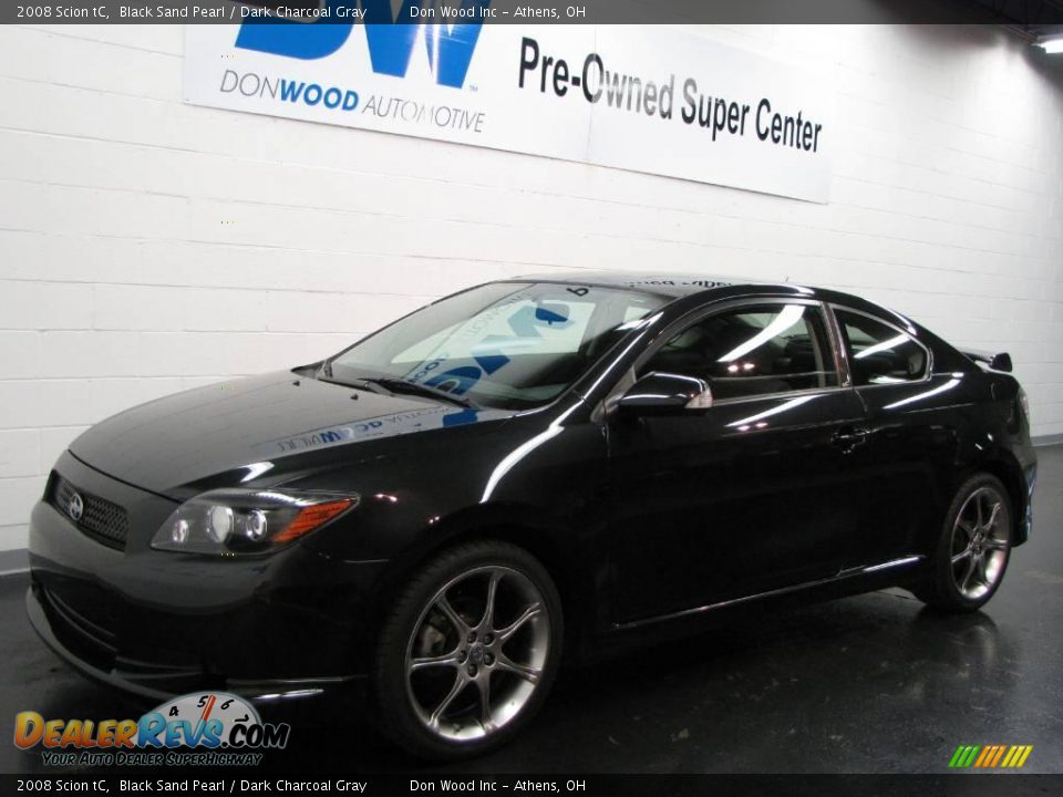 2008 Scion tC Black Sand Pearl / Dark Charcoal Gray Photo #2