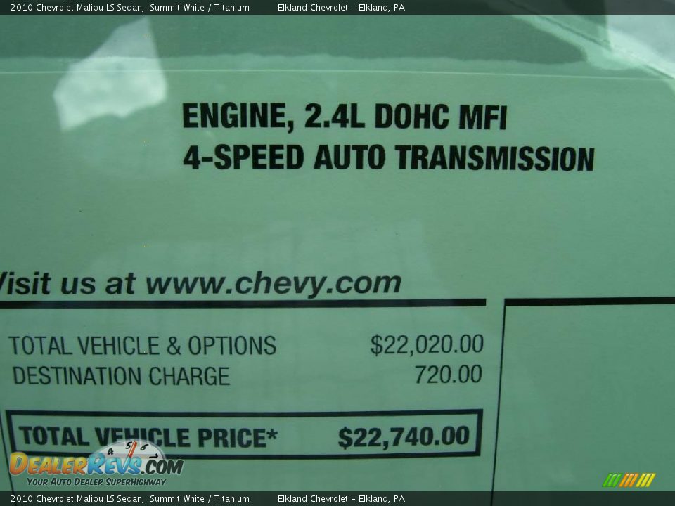 2010 Chevrolet Malibu LS Sedan Summit White / Titanium Photo #13