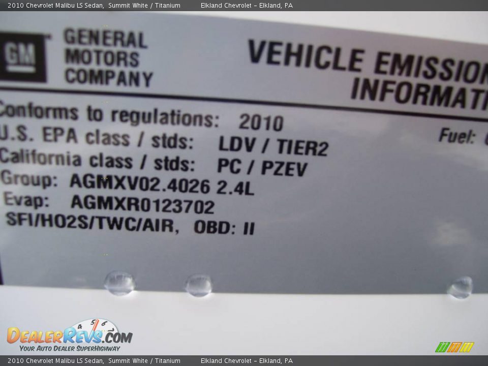 2010 Chevrolet Malibu LS Sedan Summit White / Titanium Photo #18