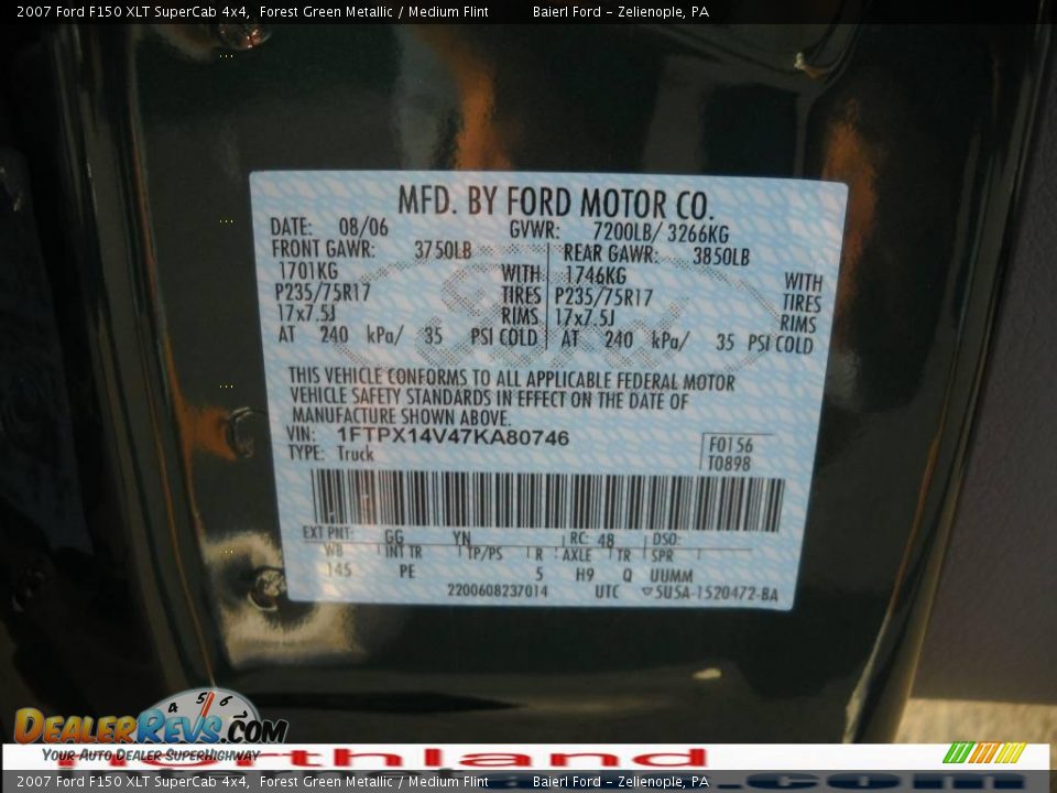 2007 Ford F150 XLT SuperCab 4x4 Forest Green Metallic / Medium Flint Photo #12