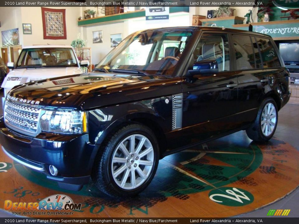 2010 Land Rover Range Rover Supercharged Buckingham Blue Metallic / Navy Blue/Parchment Photo #3