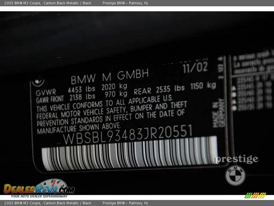 2003 BMW M3 Coupe Carbon Black Metallic / Black Photo #6