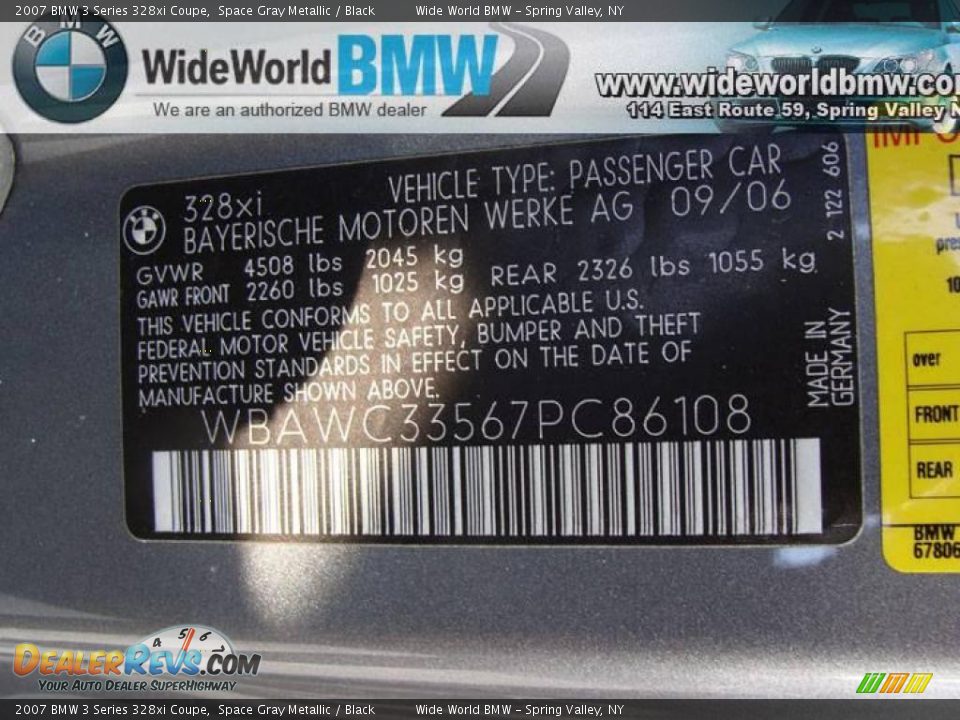 2007 BMW 3 Series 328xi Coupe Space Gray Metallic / Black Photo #15