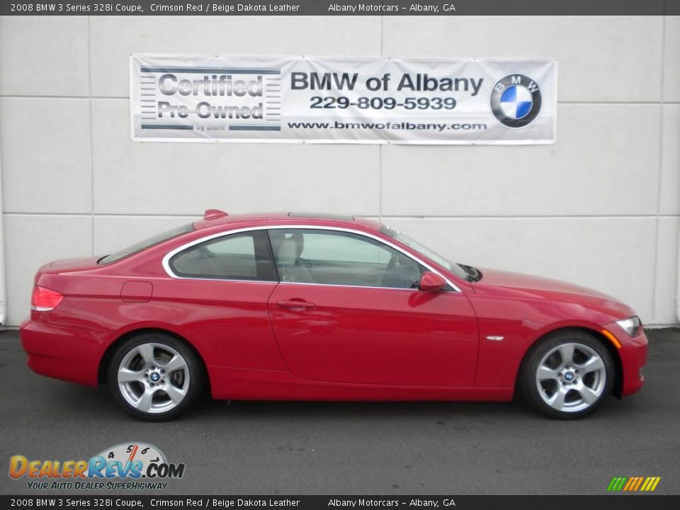 2008 BMW 3 Series 328i Coupe Crimson Red / Beige Dakota Leather Photo #22
