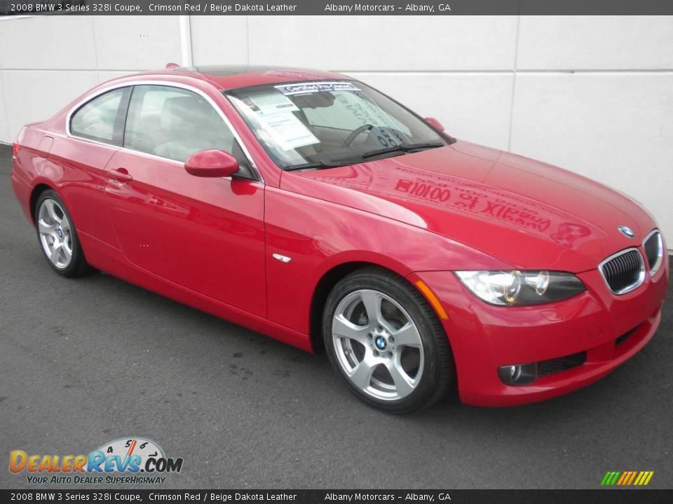 2008 BMW 3 Series 328i Coupe Crimson Red / Beige Dakota Leather Photo #23