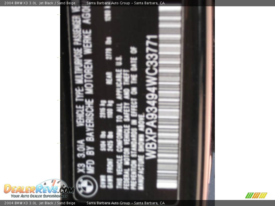 2004 BMW X3 3.0i Jet Black / Sand Beige Photo #22