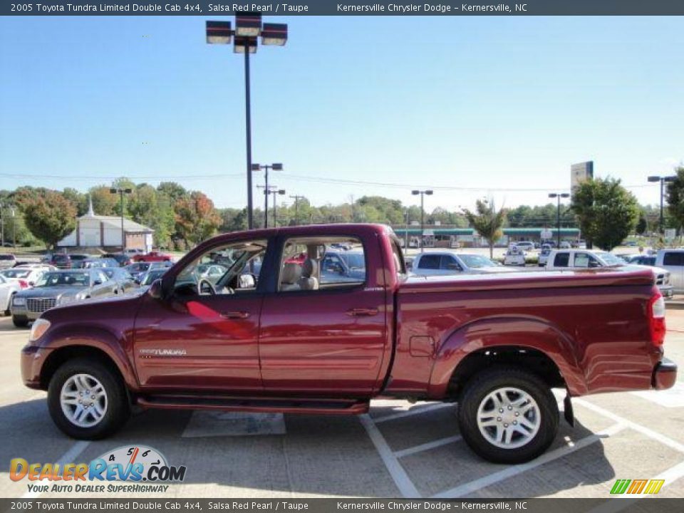 2005 Toyota Tundra Limited Double Cab 4x4 Salsa Red Pearl / Taupe Photo #5