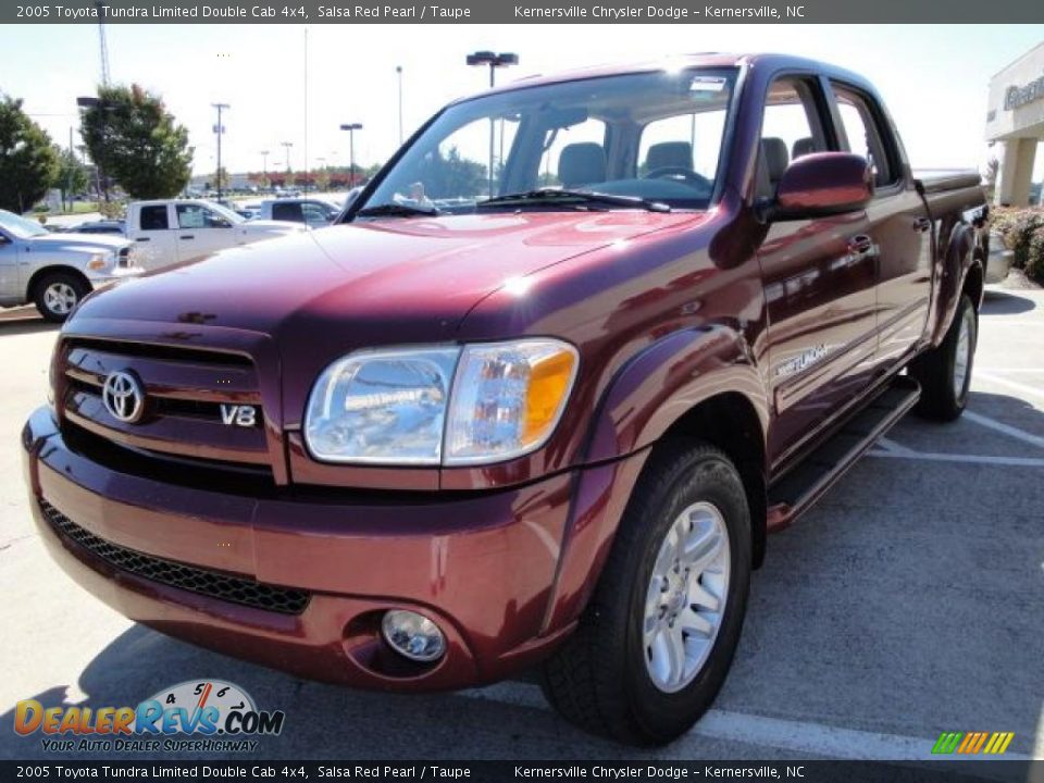 2005 Toyota Tundra Limited Double Cab 4x4 Salsa Red Pearl / Taupe Photo #6