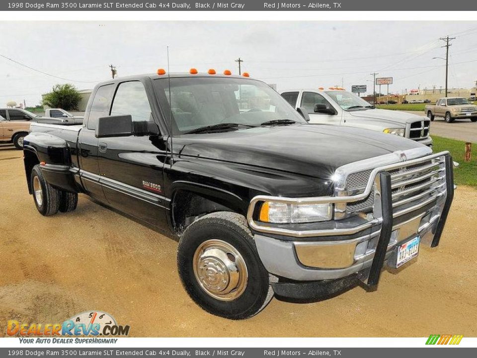 1998 Dodge Ram 3500 Laramie SLT Extended Cab 4x4 Dually Black / Mist Gray Photo #8