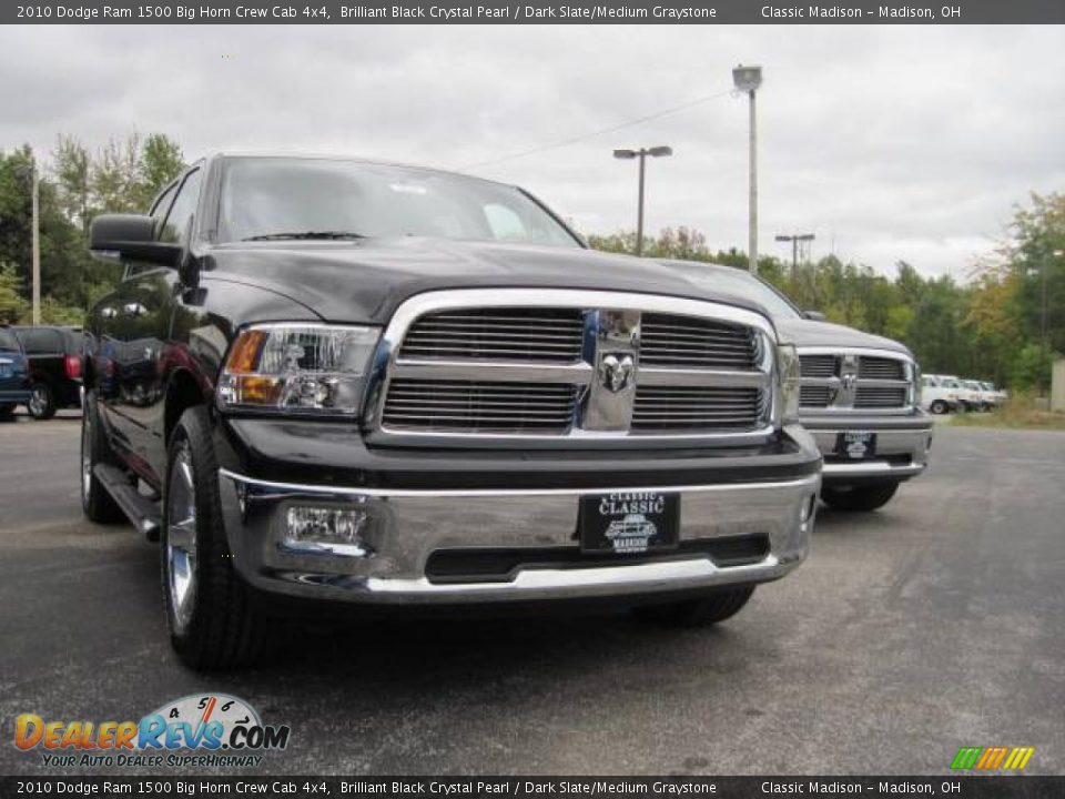 2010 Dodge Ram 1500 Big Horn Crew Cab 4x4 Brilliant Black Crystal Pearl / Dark Slate/Medium Graystone Photo #2