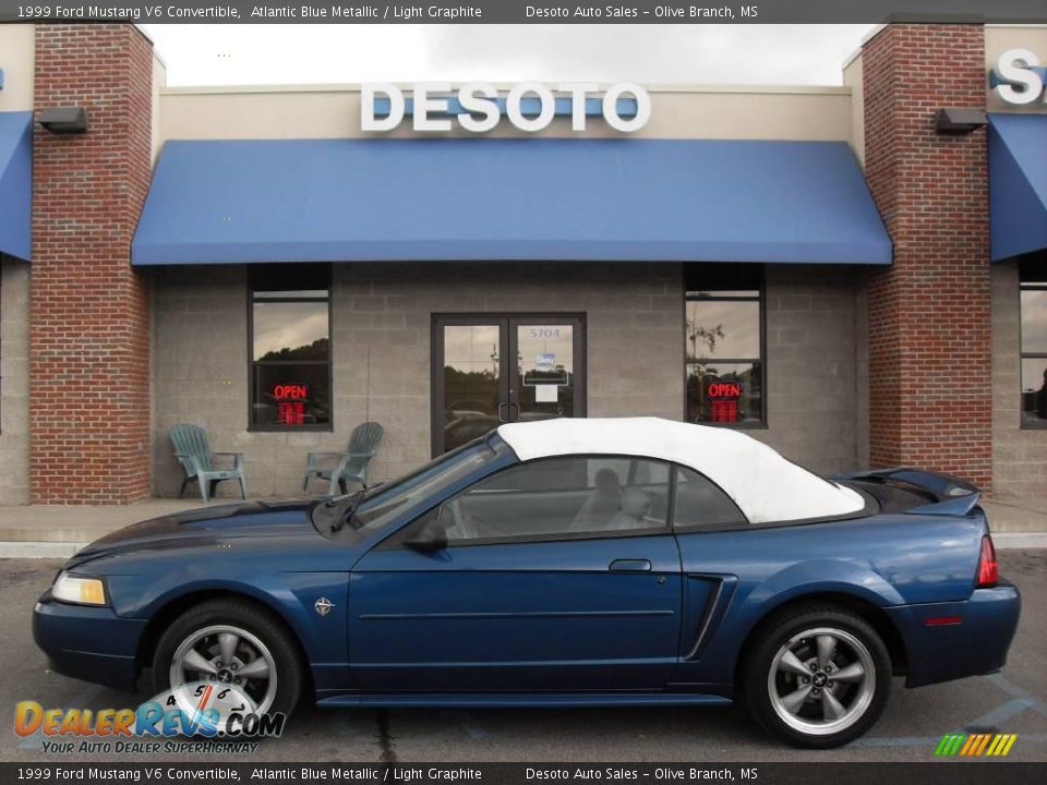 1999 Ford Mustang V6 Convertible Atlantic Blue Metallic / Light Graphite Photo #1