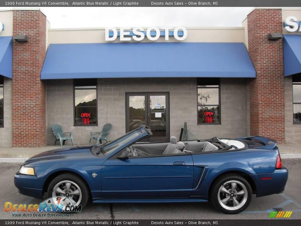 1999 Ford Mustang V6 Convertible Atlantic Blue Metallic / Light Graphite Photo #3