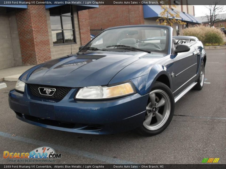1999 Ford Mustang V6 Convertible Atlantic Blue Metallic / Light Graphite Photo #4