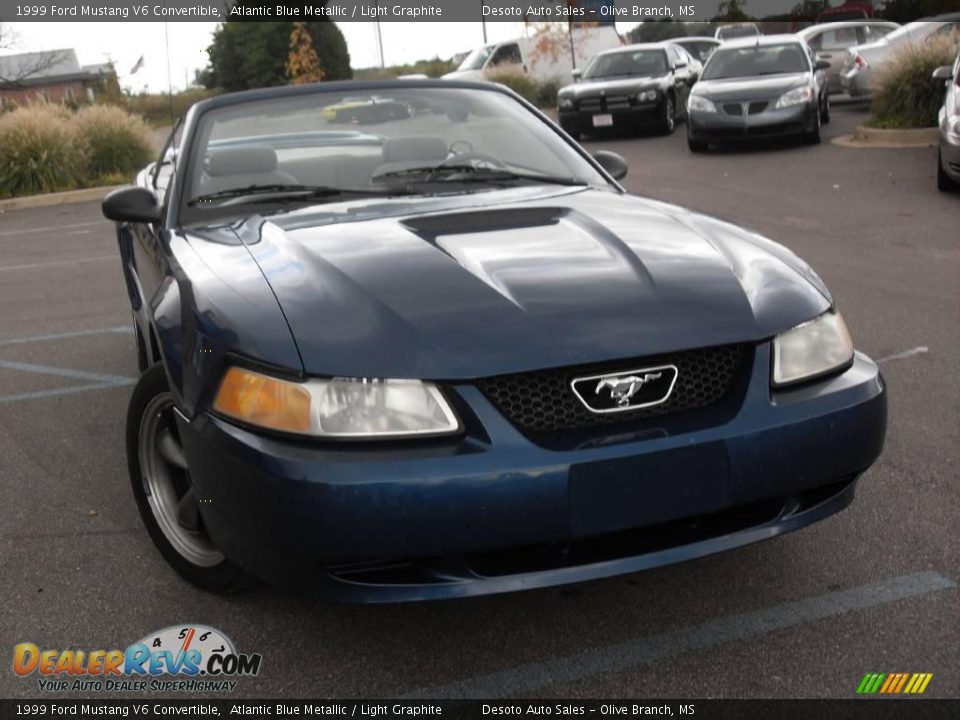 1999 Ford Mustang V6 Convertible Atlantic Blue Metallic / Light Graphite Photo #6