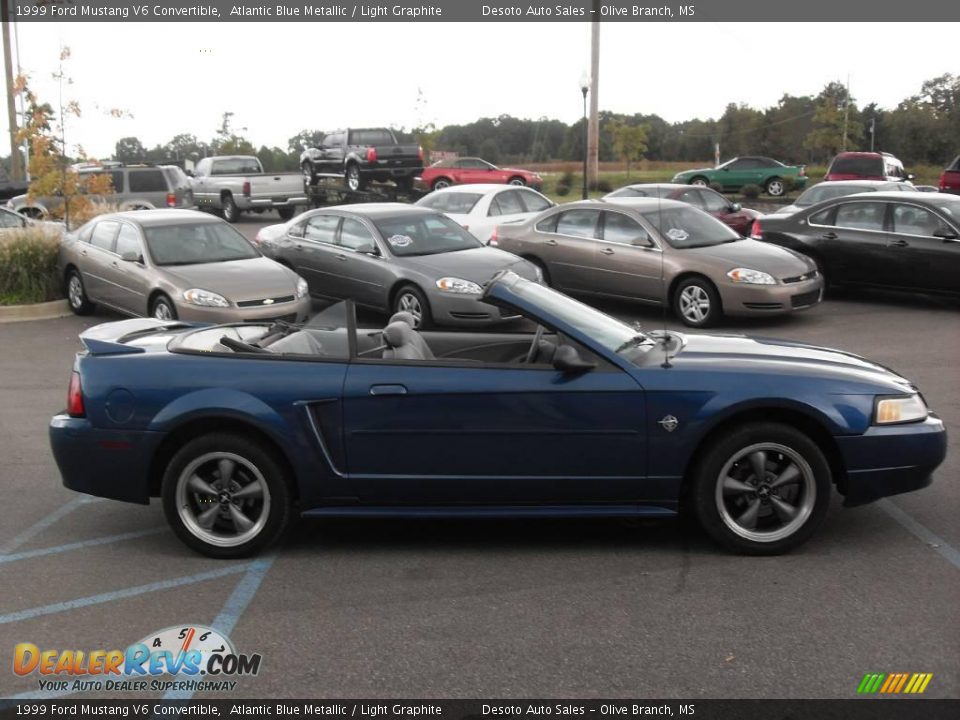 1999 Ford Mustang V6 Convertible Atlantic Blue Metallic / Light Graphite Photo #7