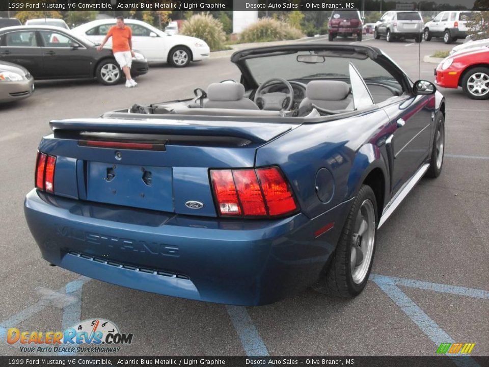 1999 Ford Mustang V6 Convertible Atlantic Blue Metallic / Light Graphite Photo #8