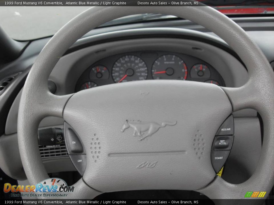 1999 Ford Mustang V6 Convertible Atlantic Blue Metallic / Light Graphite Photo #12