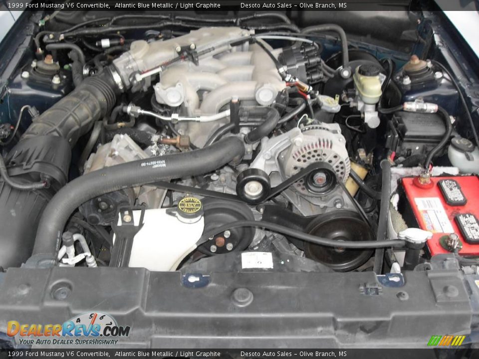 1999 Ford Mustang V6 Convertible Atlantic Blue Metallic / Light Graphite Photo #21