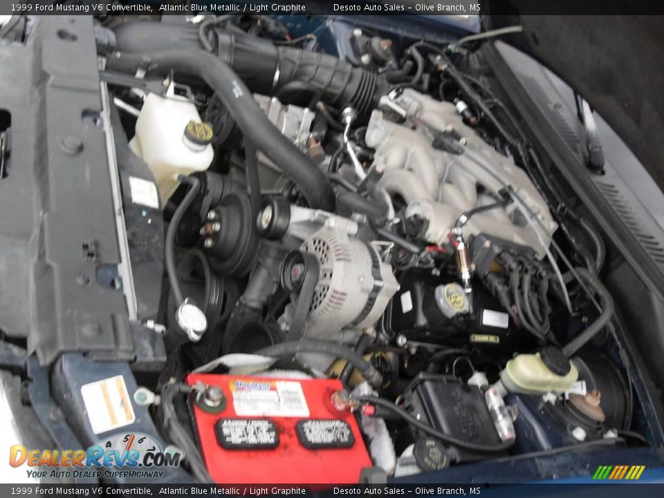 1999 Ford Mustang V6 Convertible Atlantic Blue Metallic / Light Graphite Photo #22