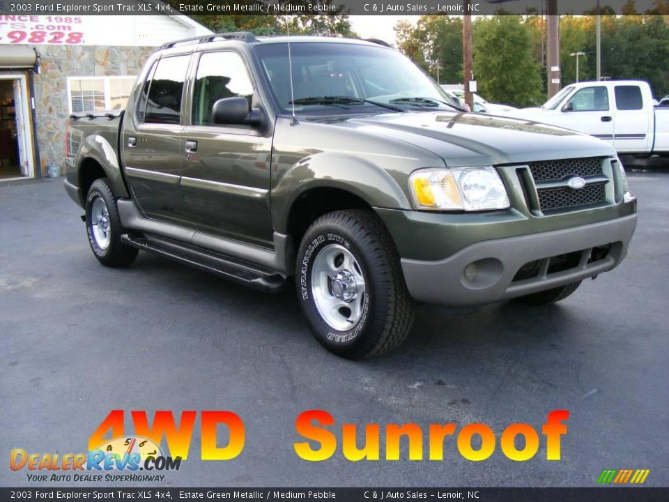 2003 Ford Explorer Sport Trac XLS 4x4 Estate Green Metallic / Medium Pebble Photo #1