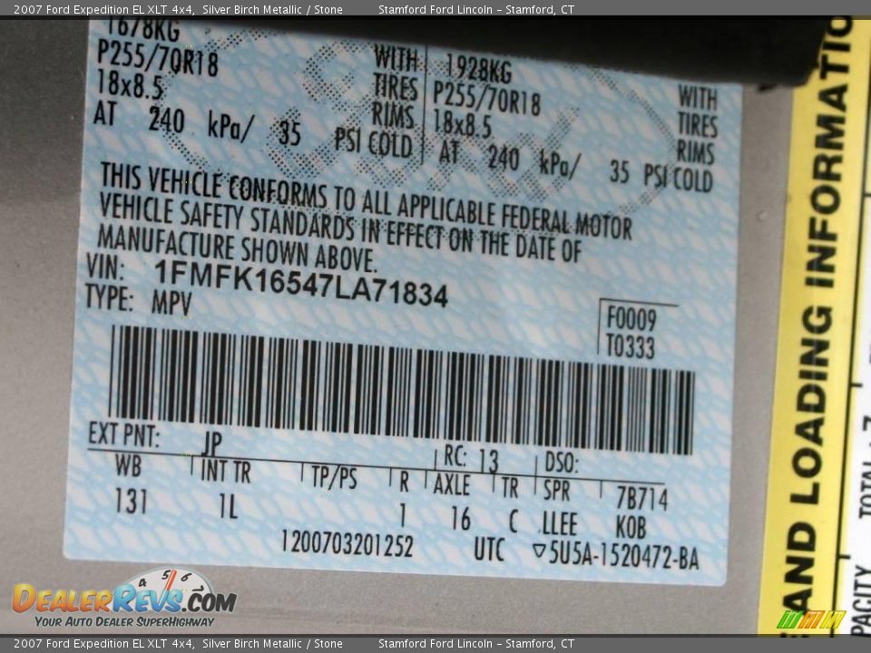 2007 Ford Expedition EL XLT 4x4 Silver Birch Metallic / Stone Photo #18