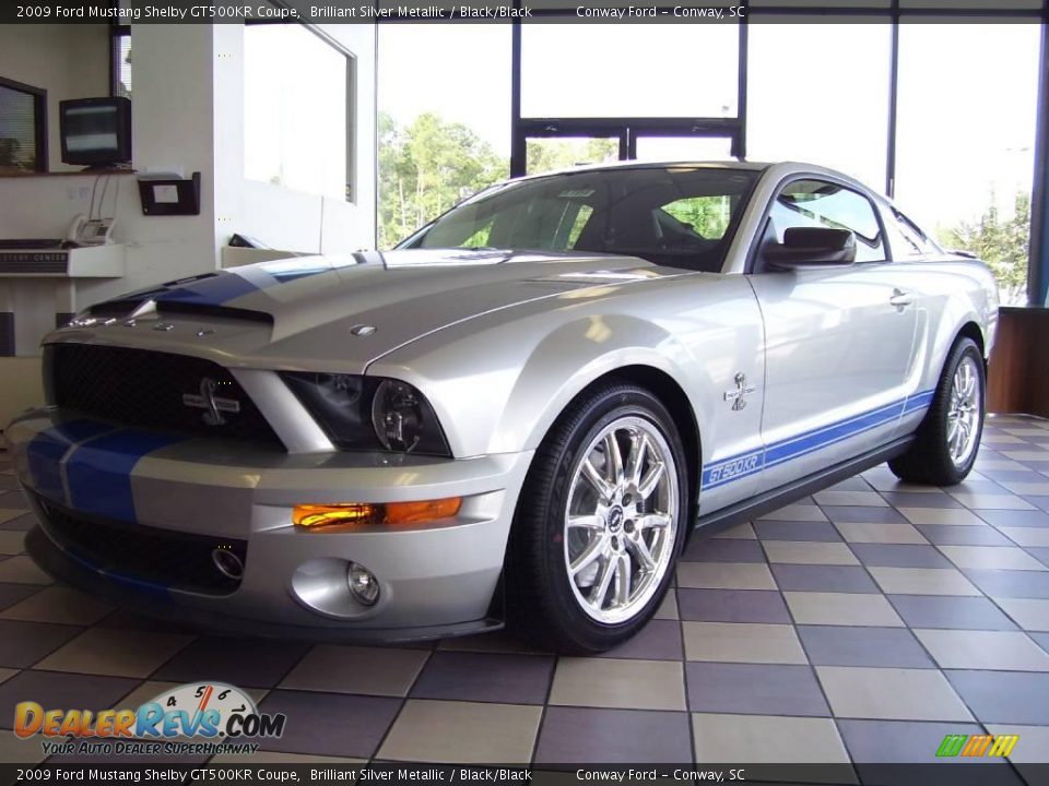 2009 Ford Mustang Shelby GT500KR Coupe Brilliant Silver Metallic / Black/Black Photo #15