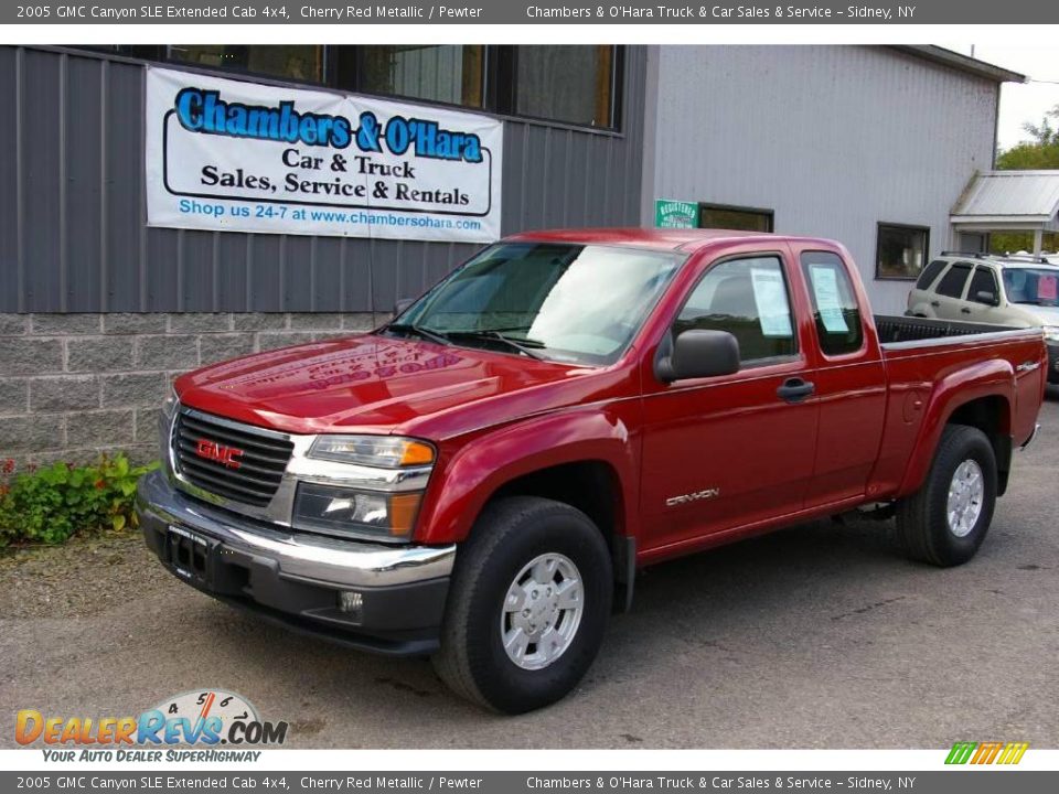 2005 GMC Canyon SLE Extended Cab 4x4 Cherry Red Metallic / Pewter Photo #1