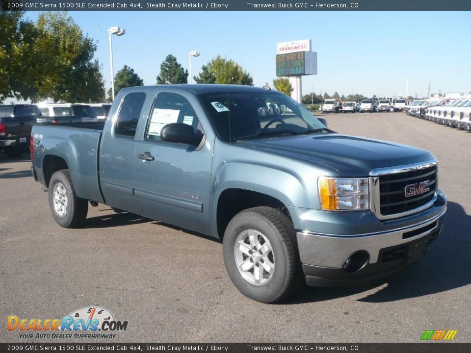 2009 GMC Sierra 1500 SLE Extended Cab 4x4 Stealth Gray Metallic / Ebony Photo #1