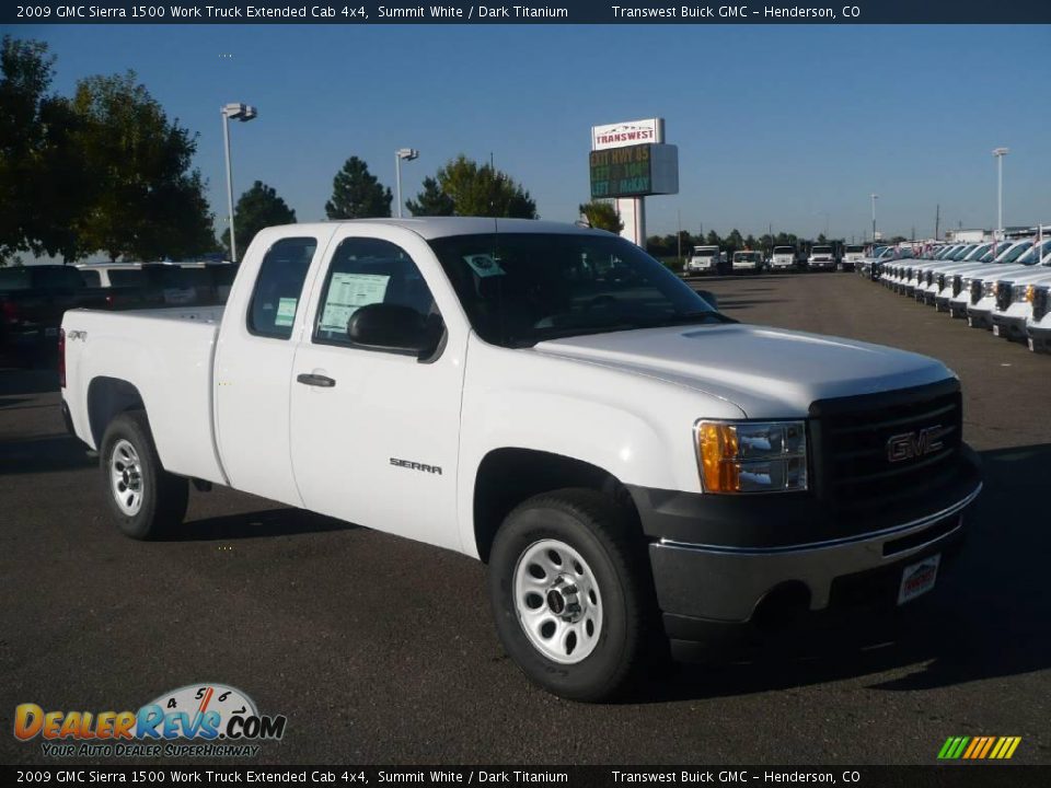 2009 GMC Sierra 1500 Work Truck Extended Cab 4x4 Summit White / Dark Titanium Photo #1