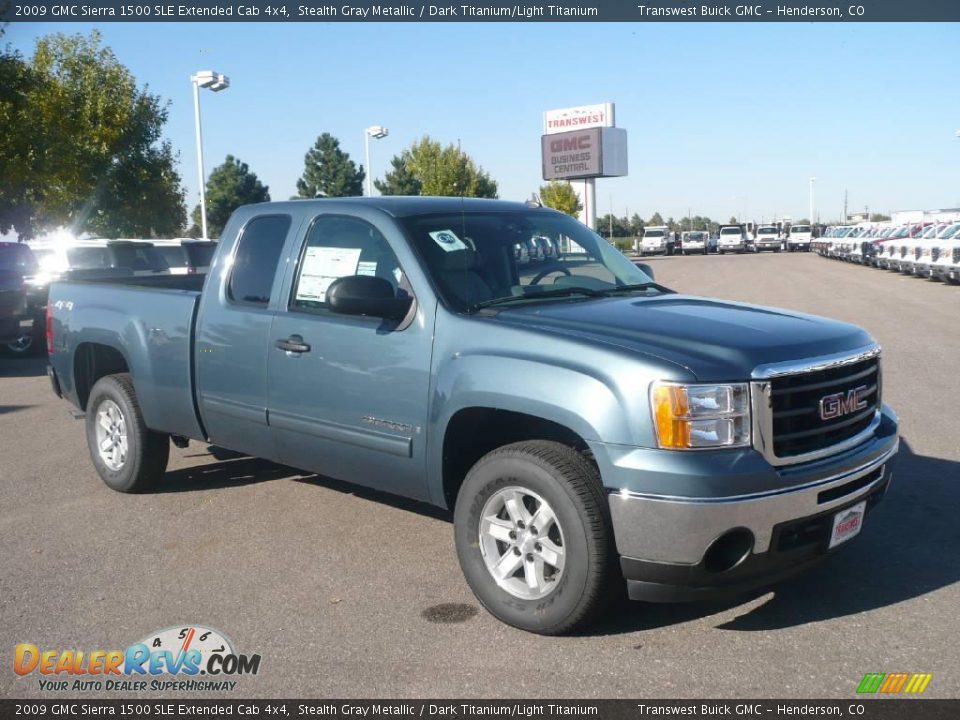 2009 GMC Sierra 1500 SLE Extended Cab 4x4 Stealth Gray Metallic / Dark Titanium/Light Titanium Photo #1
