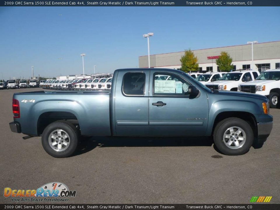 2009 GMC Sierra 1500 SLE Extended Cab 4x4 Stealth Gray Metallic / Dark Titanium/Light Titanium Photo #3