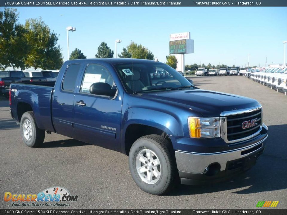 2009 GMC Sierra 1500 SLE Extended Cab 4x4 Midnight Blue Metallic / Dark Titanium/Light Titanium Photo #1