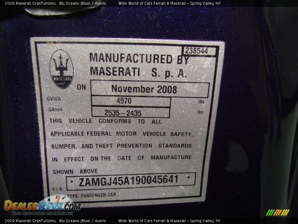 2009 Maserati GranTurismo Blu Oceano (Blue) / Avorio Photo #15