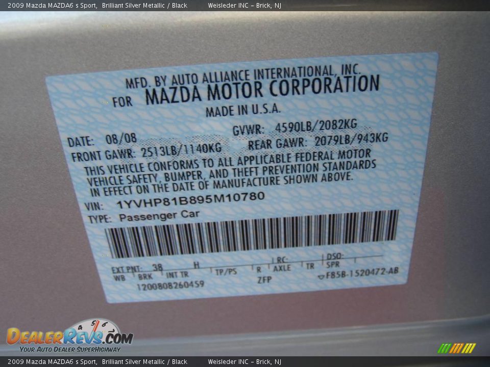 2009 Mazda MAZDA6 s Sport Brilliant Silver Metallic / Black Photo #25