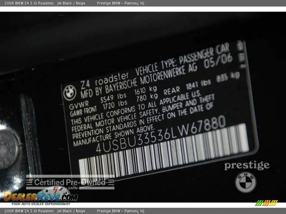 2006 BMW Z4 3.0i Roadster Jet Black / Beige Photo #6