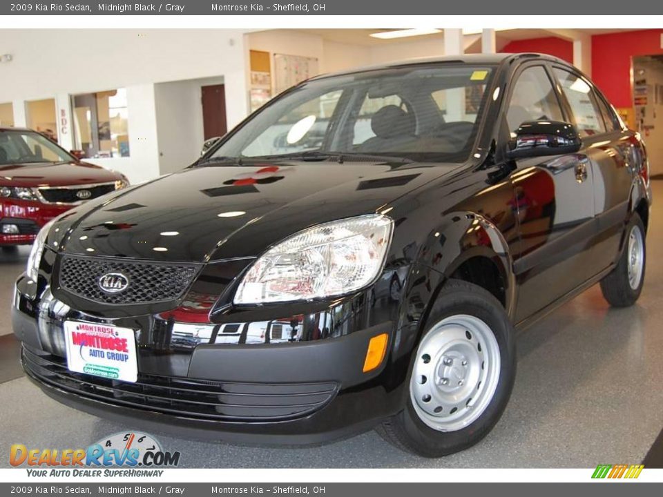2009 Kia Rio Sedan Midnight Black / Gray Photo #1