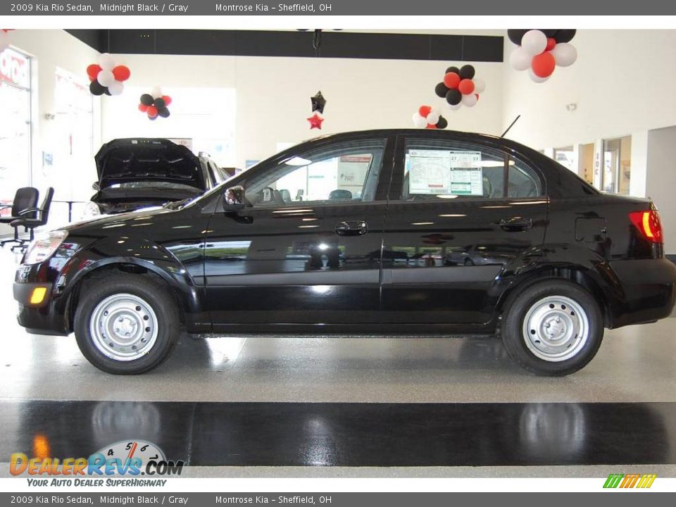 2009 Kia Rio Sedan Midnight Black / Gray Photo #2