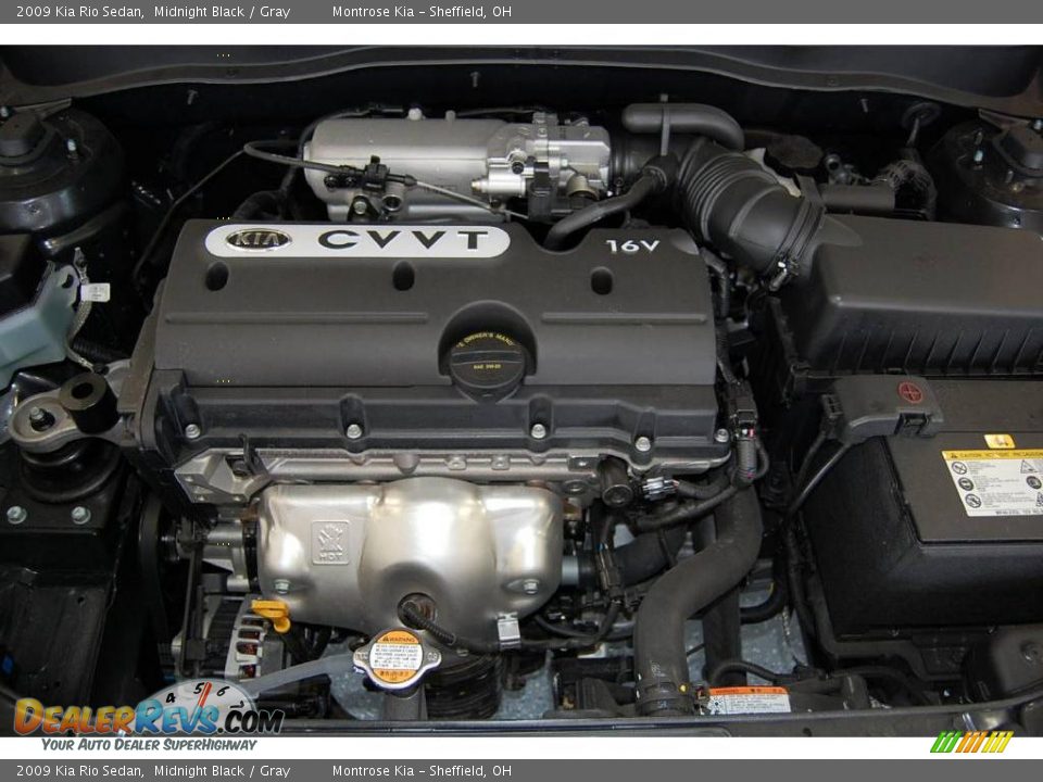 2009 Kia Rio Sedan Midnight Black / Gray Photo #16