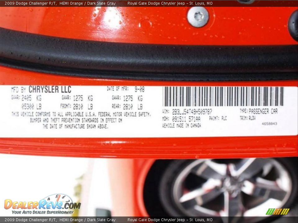 2009 Dodge Challenger R/T HEMI Orange / Dark Slate Gray Photo #17