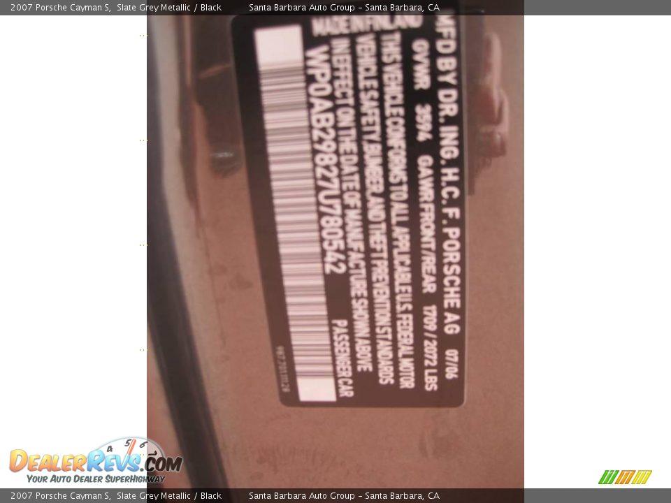 2007 Porsche Cayman S Slate Grey Metallic / Black Photo #20