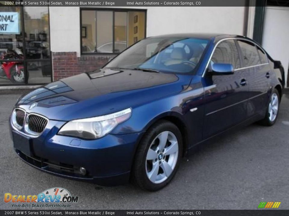 2007 BMW 5 Series 530xi Sedan Monaco Blue Metallic / Beige Photo #3