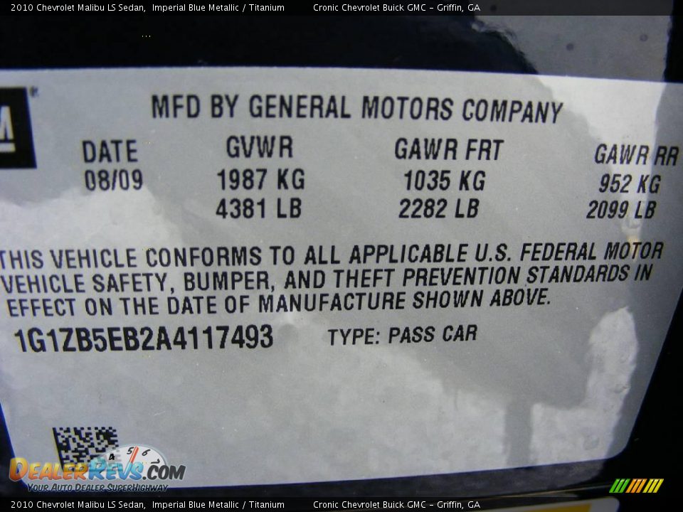 2010 Chevrolet Malibu LS Sedan Imperial Blue Metallic / Titanium Photo #20