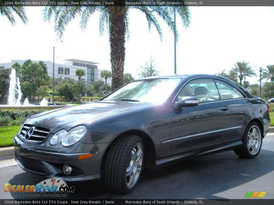 2009 Mercedes-Benz CLK 550 Coupe Steel Grey Metallic / Stone Photo #2