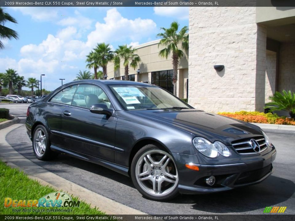 2009 Mercedes-Benz CLK 550 Coupe Steel Grey Metallic / Stone Photo #4