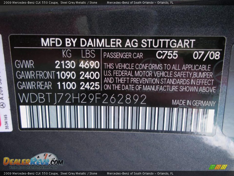 2009 Mercedes-Benz CLK 550 Coupe Steel Grey Metallic / Stone Photo #25